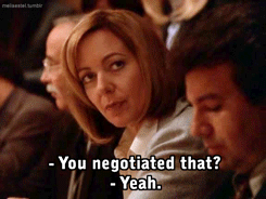 Flirting And Negotiation GIF - The West Wing Cj Cregg Toby GIFs