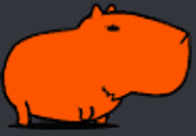 a cartoon drawing of an orange capybara on a gray background