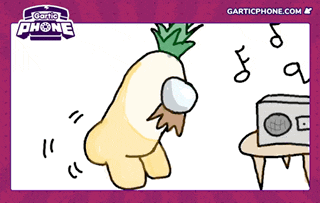 garticphone.com shows a cartoon of a carrot with a beard