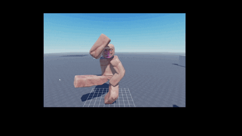 a 3d rendering of a naked man with a purple face