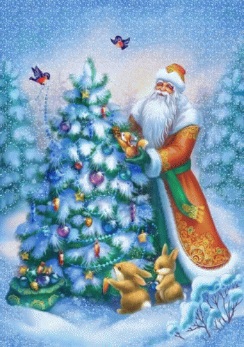 Santa Clause Christmas Tree GIF - Santa Clause Christmas Tree Bunnies GIFs