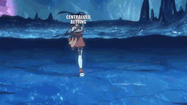 a cartoon character is flying through the air with the words centralized betting written above her
