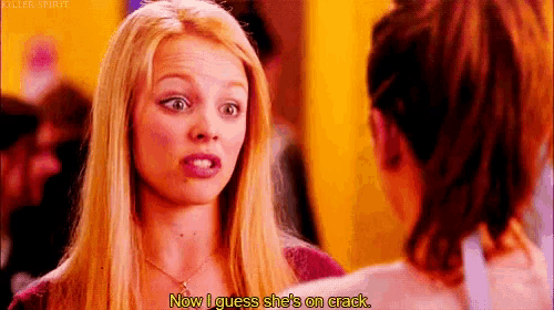 a woman is talking to another woman and saying `` now i guess she 's on crack '' .