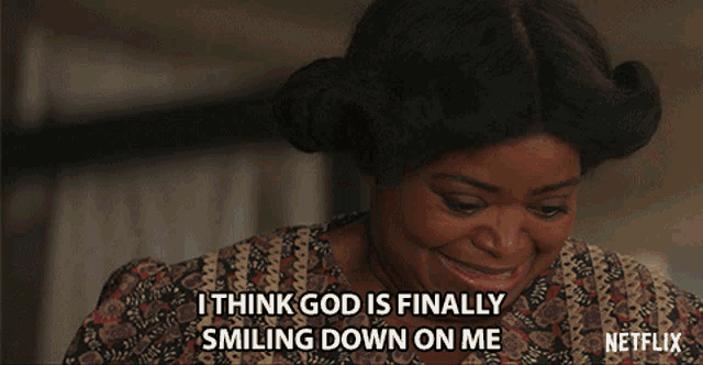 I Think God Is Finally Smiling Down On Me Octavia Spencer GIF - I Think God Is Finally Smiling Down On Me Octavia Spencer Sarah Breedlove GIFs