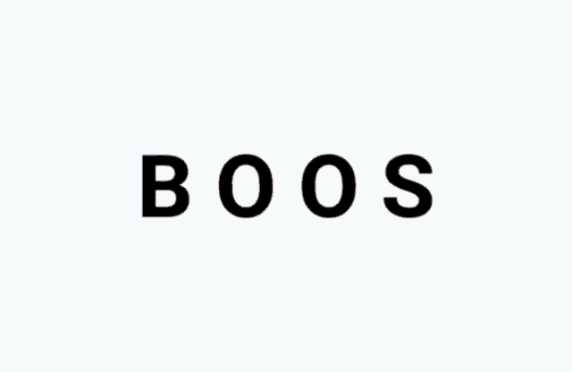 the word boos is written on a white background