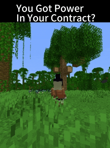 a screenshot of a video game with the words " you got power in your contract " at the top