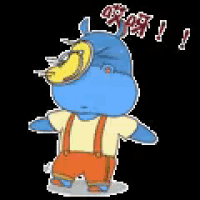 a cartoon rhino with a banana on its head