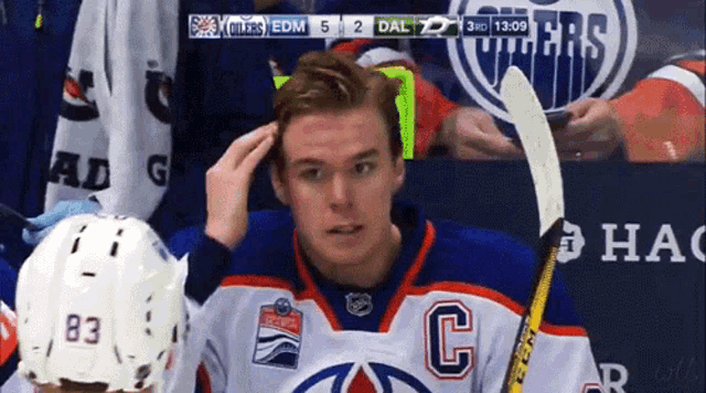 a hockey player with the letter c on his shirt