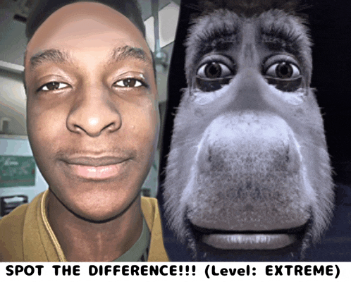 a picture of a man next to a picture of a horse with the words spot the difference level extreme
