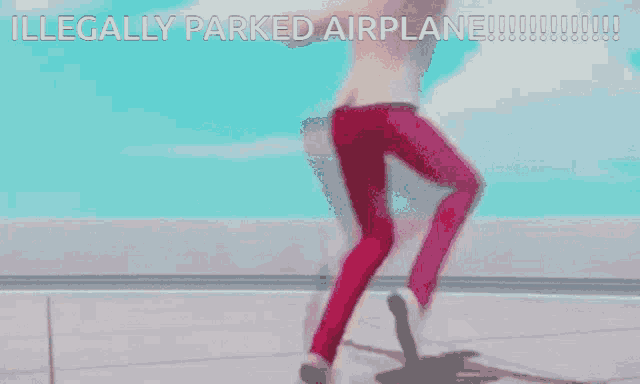a man in a suit and tie with his arms outstretched says " illegally parked airplane !!! "