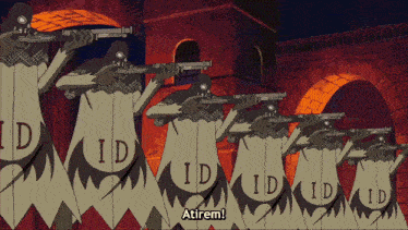 a group of cartoon characters with id on their shirts