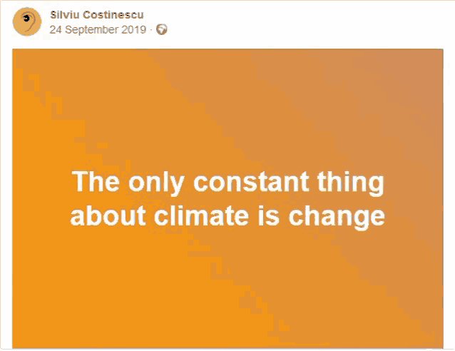 the only constant thing about climate is change written on a yellow background