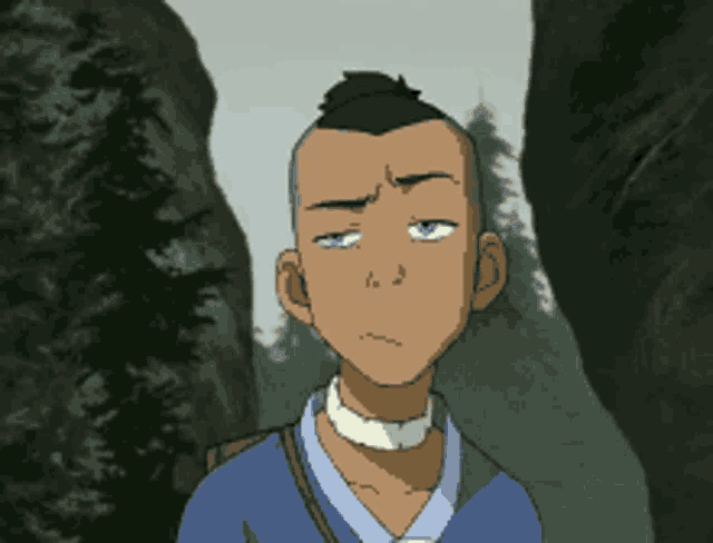 a cartoon of a boy with a mohawk making a face