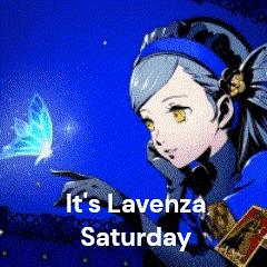 a picture of a girl with a butterfly and the words it 's lavenza saturday .