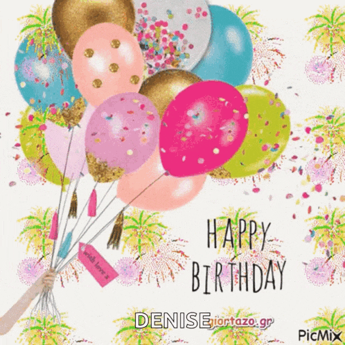 a birthday card with a bunch of balloons and the words happy birthday