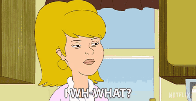 a cartoon woman says i wh-what in front of a netflix logo
