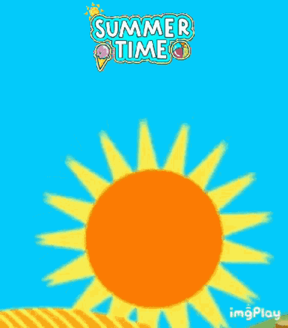 a picture of a sun with the words summer time above it