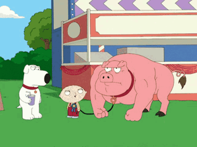 a cartoon of a pig standing next to a dog