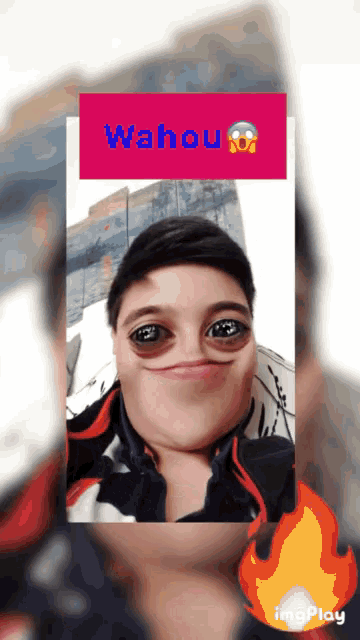 a picture of a person with the word wahou on the bottom