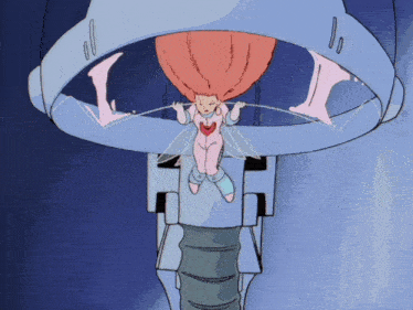 a cartoon of a girl with long red hair holding a rope