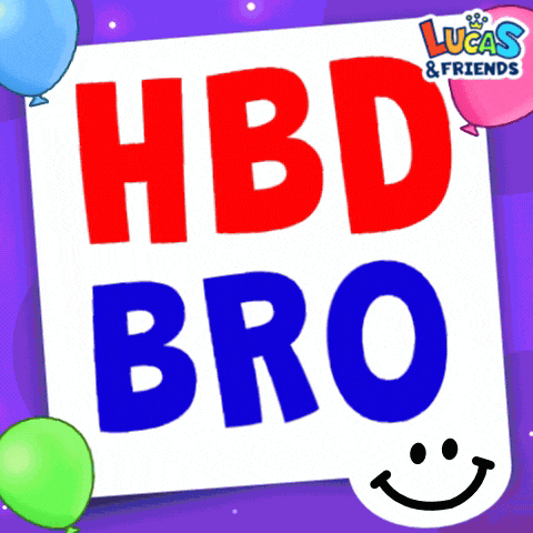 a birthday card for lucas and friends with balloons around it