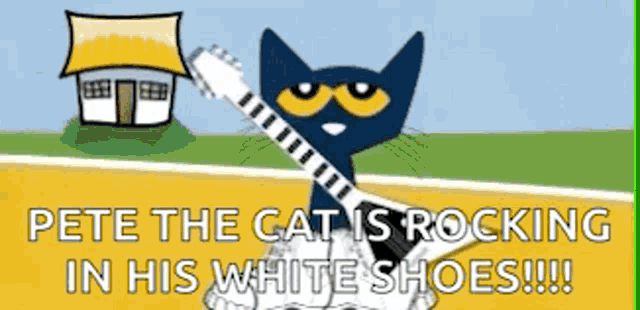 Pete The Cat Guitar GIF - Pete The Cat Guitar White Shoes GIFs