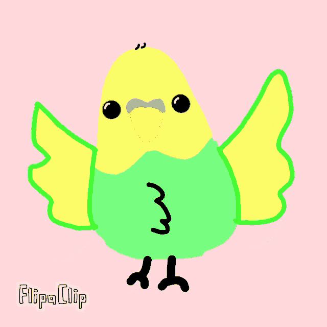 a drawing of a parakeet with the number 3 on its chest