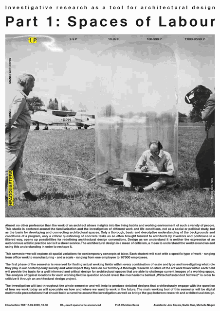 a book titled part 1 spaces of labour shows a man standing in a field