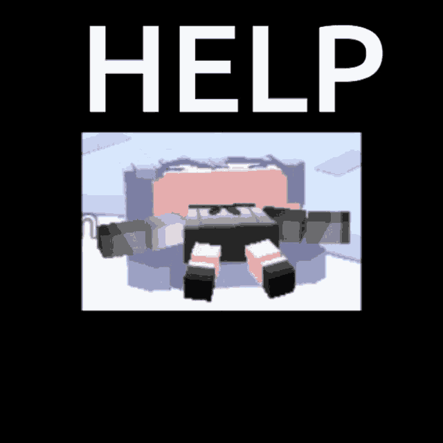 a picture of a cartoon character with the word help above it
