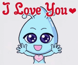 a cartoon of a drop of water saying `` i love you ''