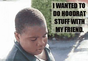 a little boy with a caption that says i wanted to do hoodrat stuff with my friend