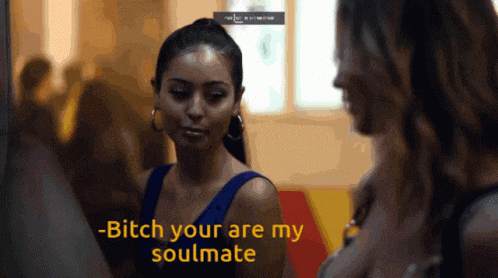 a woman says " bitch your are my soulmate " while another woman looks on