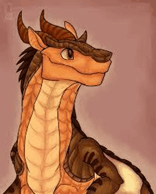 it is a drawing of a dragon with horns and a long tail .