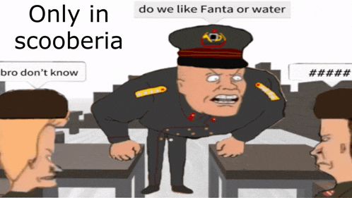 a cartoon of a man with the words only in scooberia