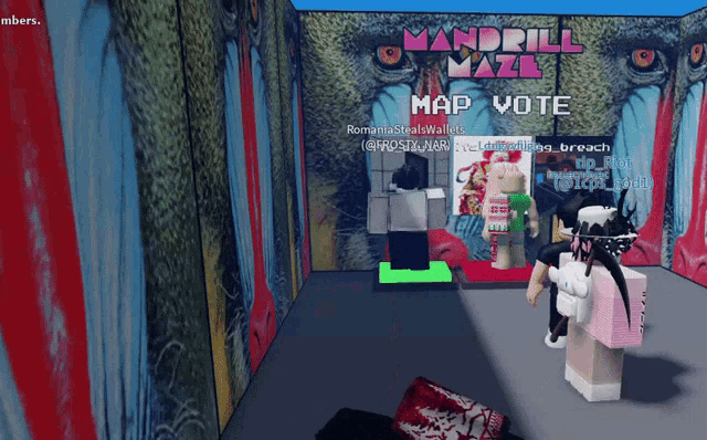 a screenshot of a video game called mandrill maze map vote