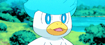 a white duck with blue eyes and a blue hat