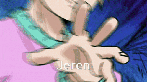 a close up of a person 's hand with the word jeren in the corner