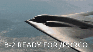 a b-2 ready for / porco jet is flying in the sky