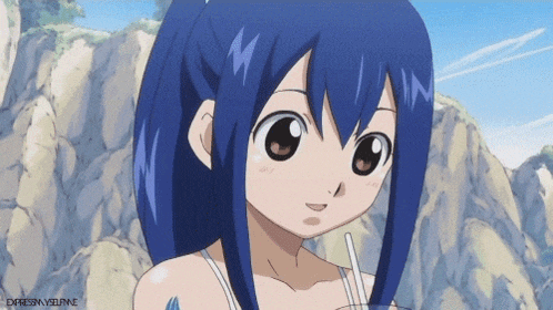 wendy from fairy tail is smiling and holding a straw