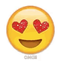 a yellow emoji with red hearts in its eyes and a smile .