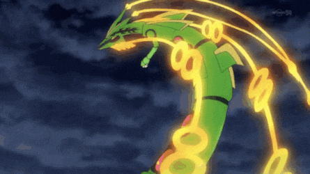 a green dragon with yellow rings on its tail is flying through the air