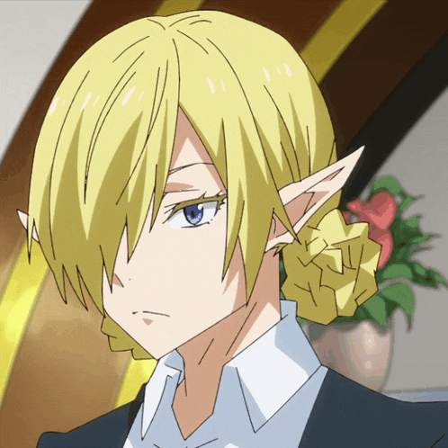 a drawing of a woman with blonde hair and ears