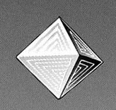 a black and white drawing of a diamond shaped object on a gray surface .