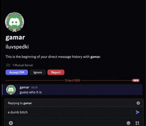 a screenshot of a discord conversation between gamer and ilivspedki
