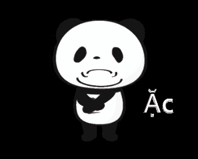 a black and white panda bear with the letters ac on the bottom right