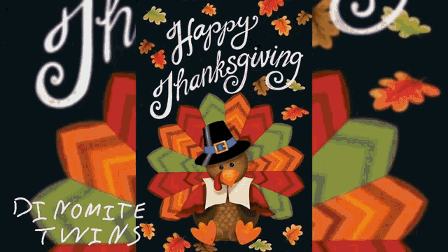a poster that says happy thanksgiving with a turkey