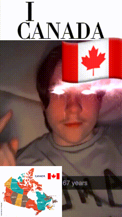 a man with a canadian flag on his head and the words i canada