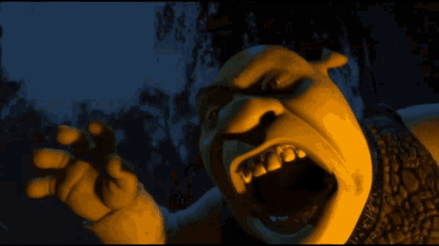 shrek from the movie shrek is shown with his mouth open and teeth missing