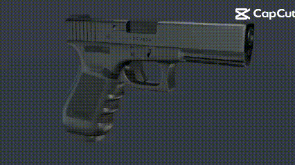 a person is holding a gun in their hand on a blue background .
