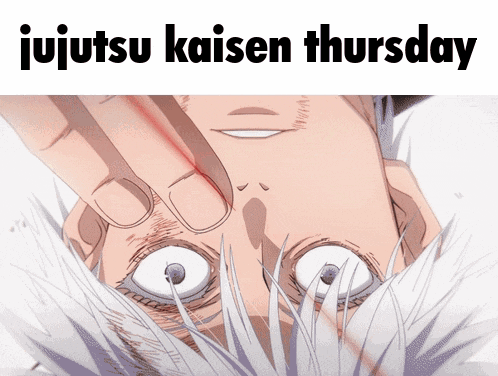 jujutsu kaisen thursday is written above a picture of a person 's face